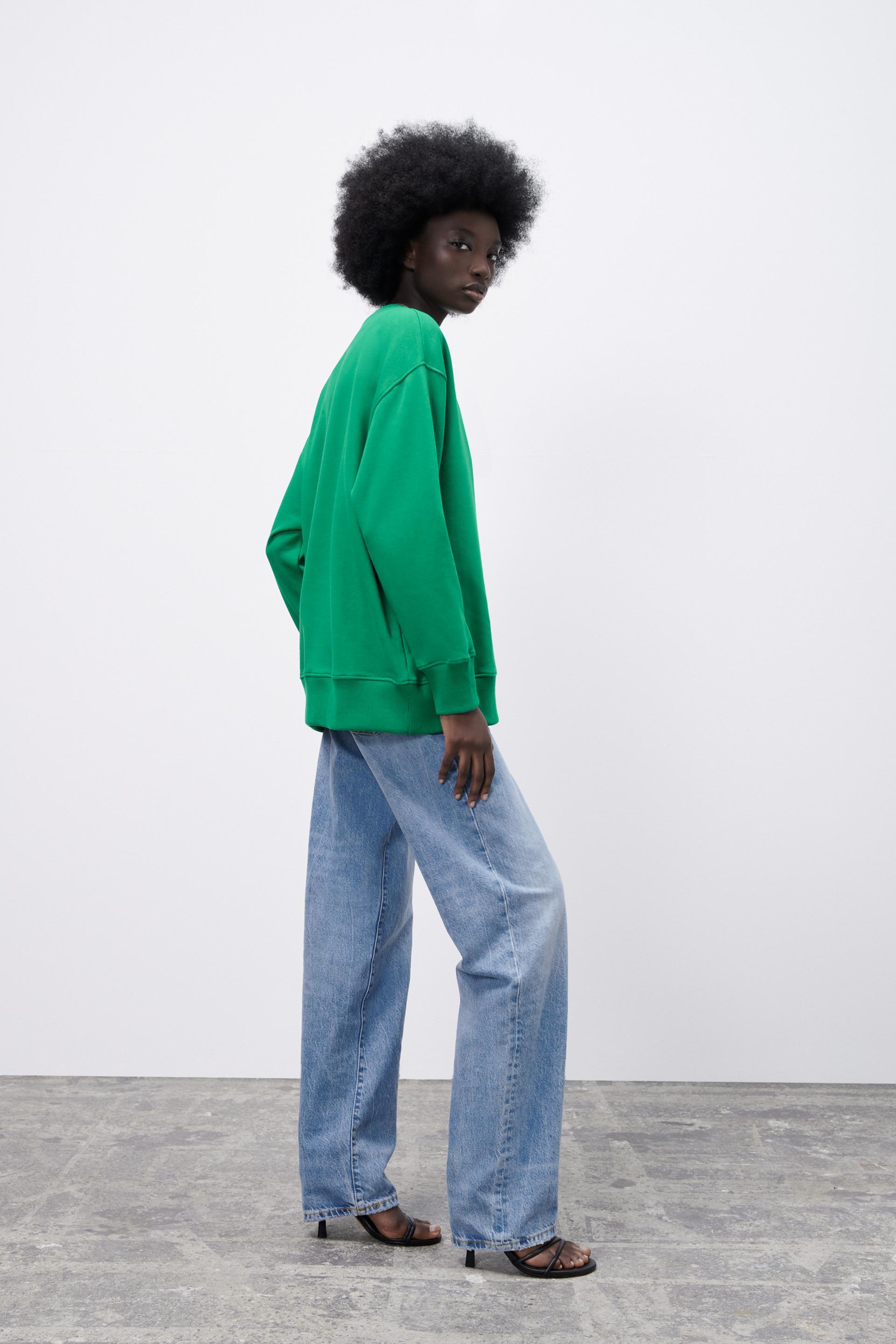 RIBBED GIRL SWEATSHIRT - Mid-green | ZARA Australia