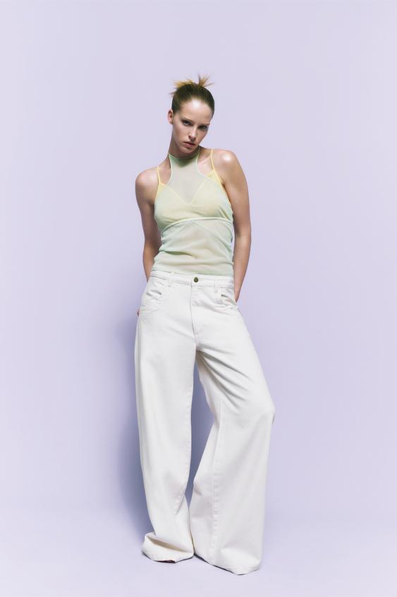 TOP TUL COMBINADO - Verde / Crudo | ZARA España