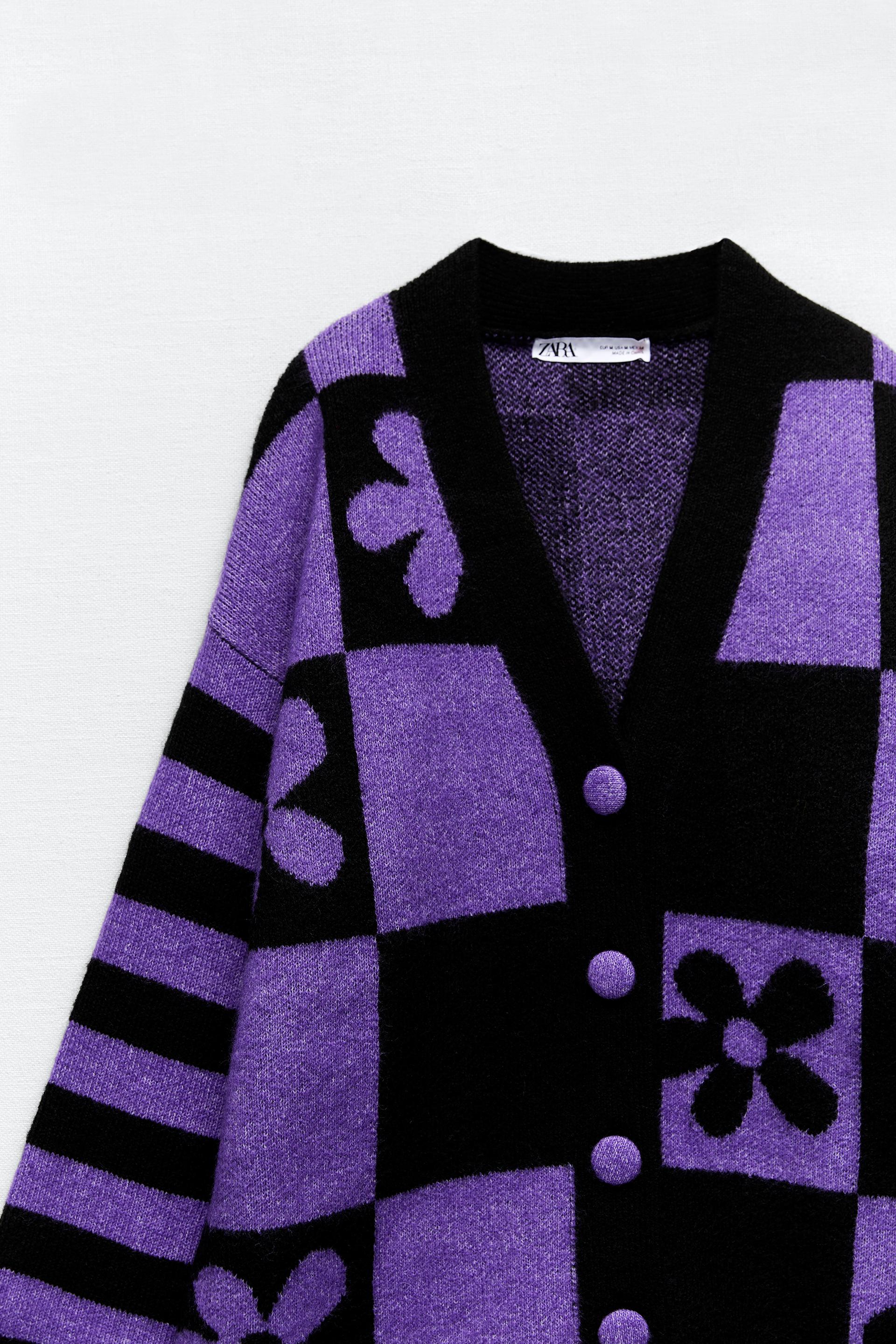 zara purple floral cardigan