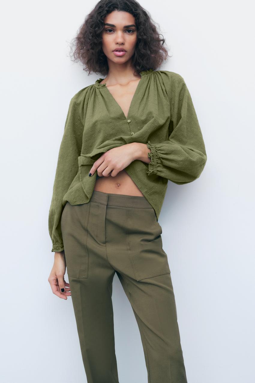 Zara khaki blouse Outlet
