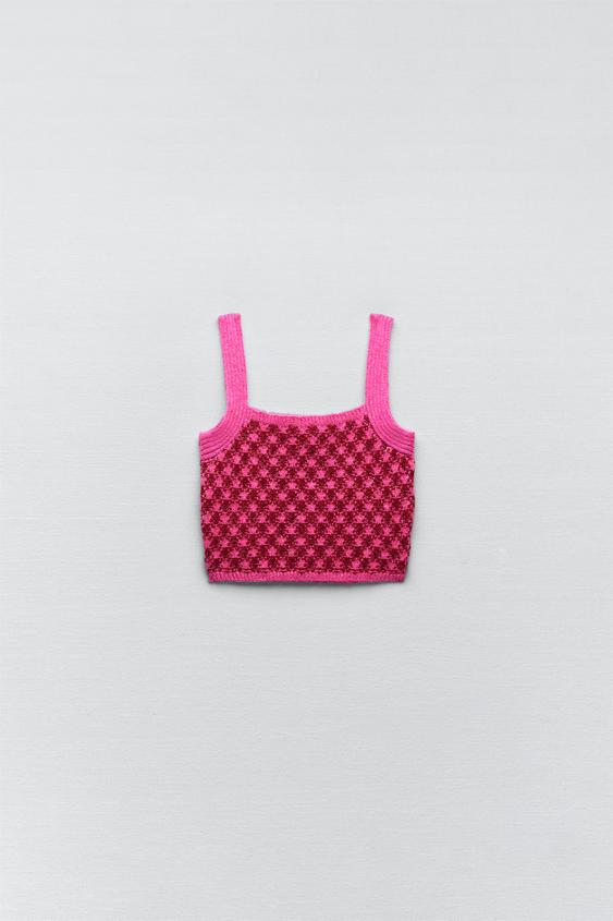 zara crop top rosa