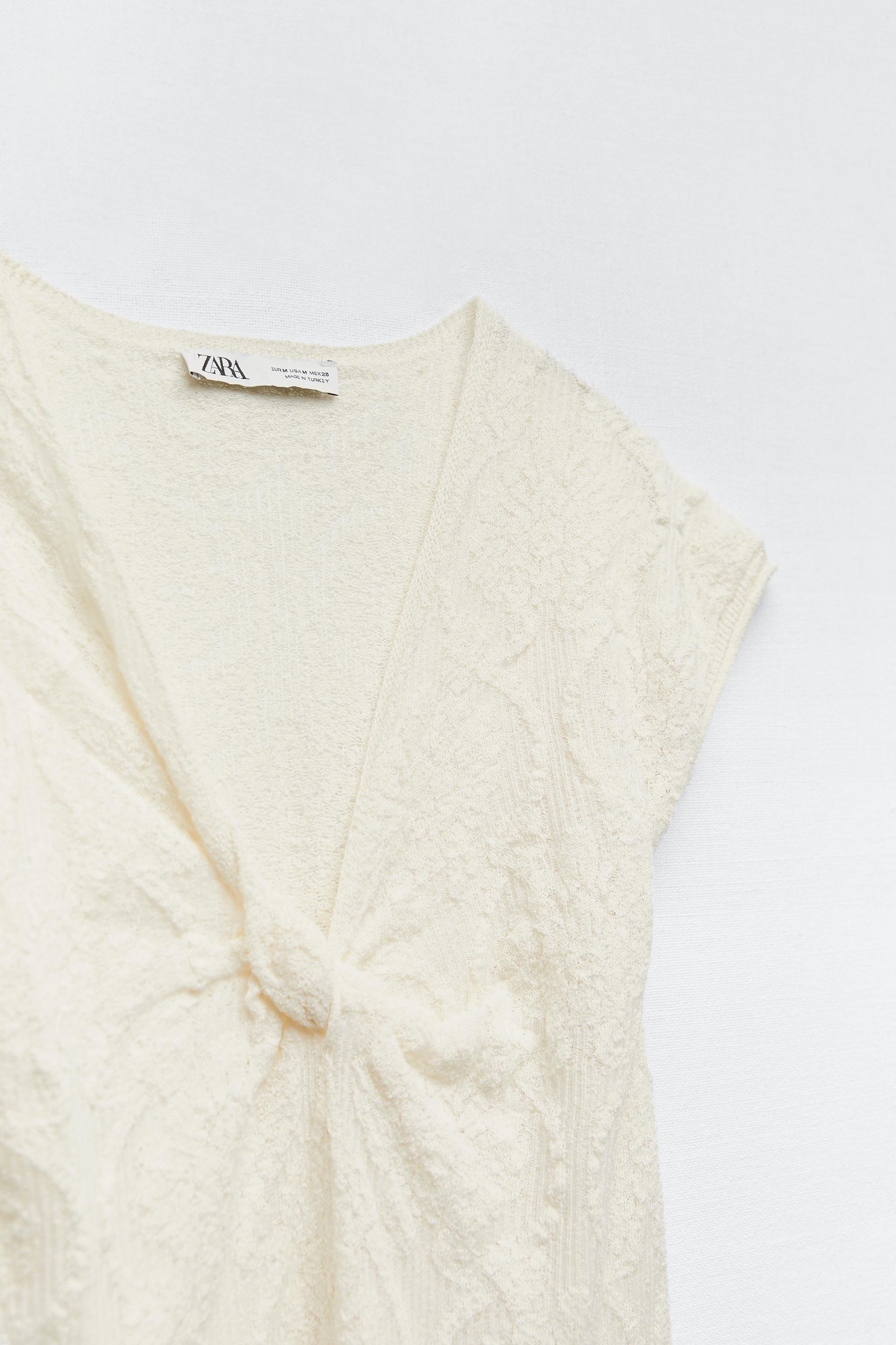 VESTIDO PUNTO JACQUARD NUDO - Crudo | ZARA España