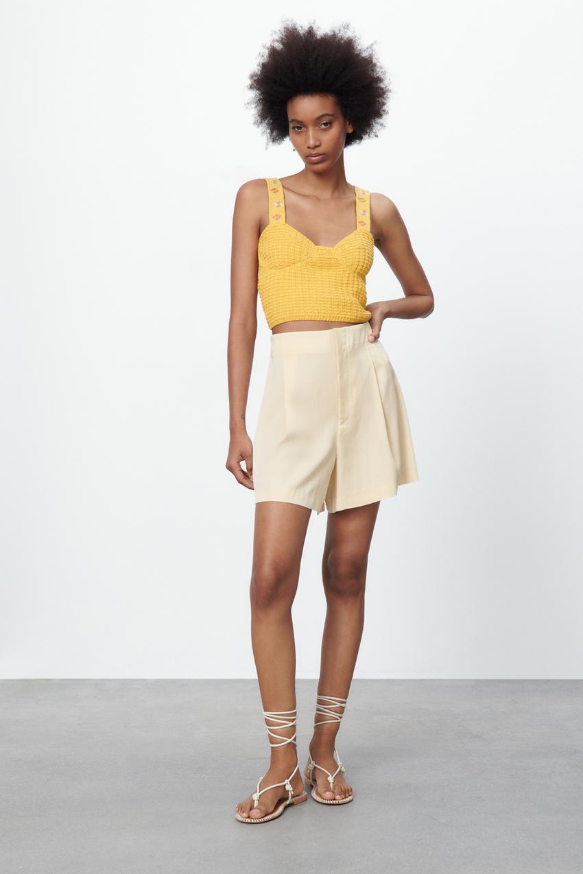 Zara knit top with floral embroidery Clearance