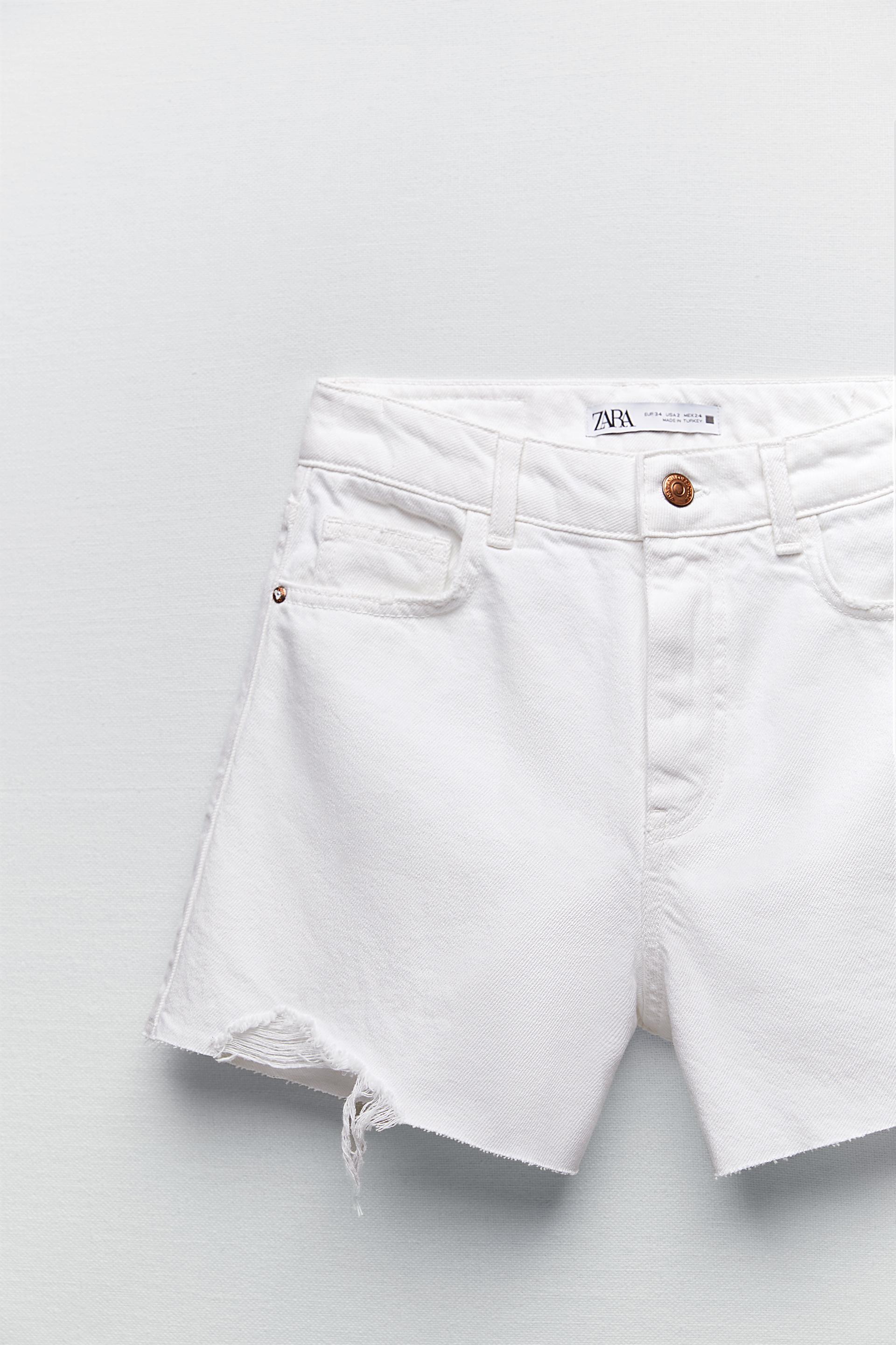 High Rise Ripped Denim Shorts White Zara United Kingdom High Rise Ripped Denim Shorts White Zara United Kingdom