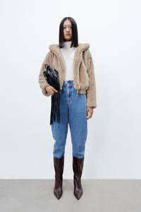 フェイクファーカラー ニットジャケット ダークミンク Zara Japan 日本 フェイクファーカラー ニットジャケット ダークミンク Zara Japan 日本