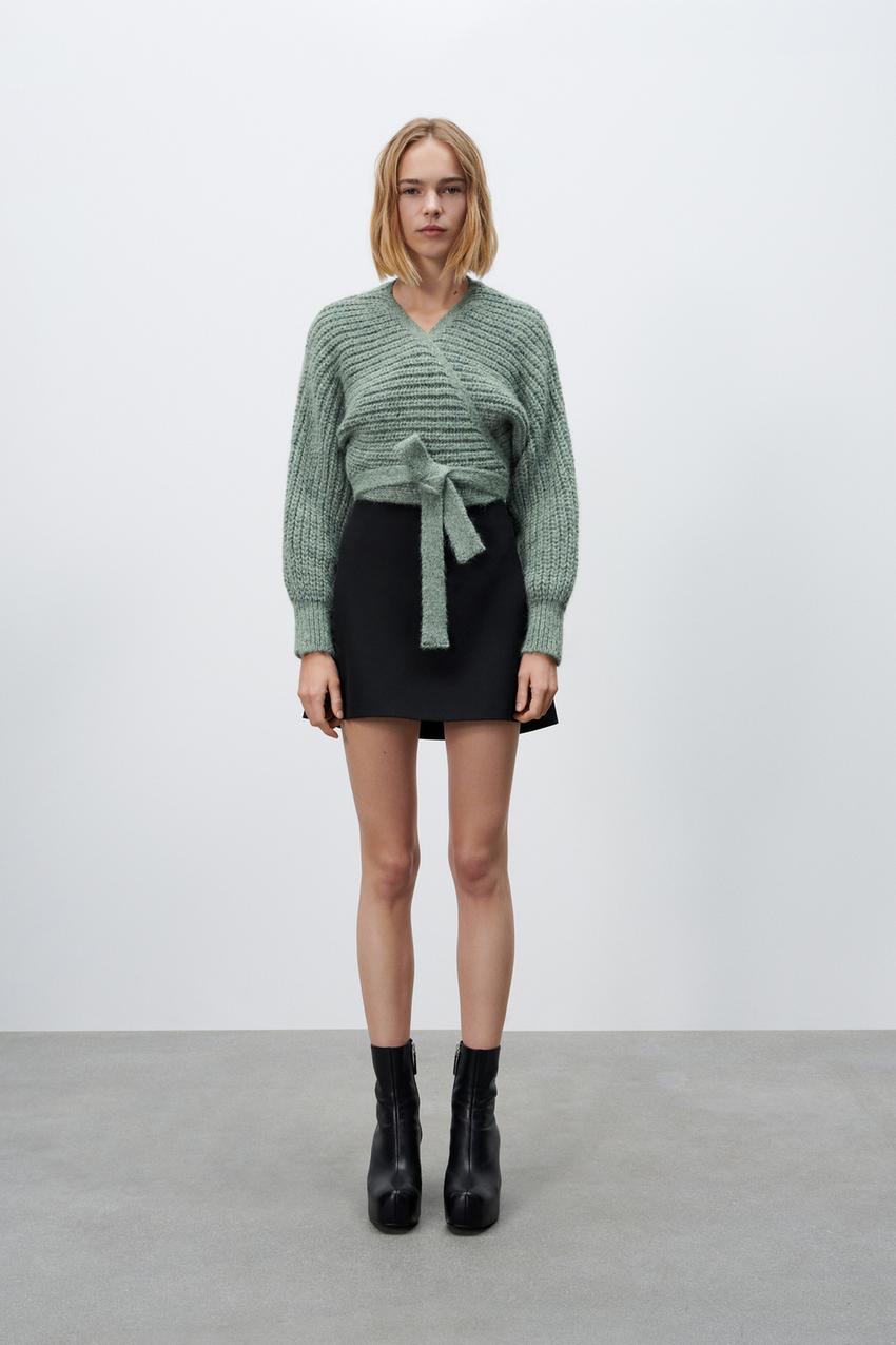 Zara green wrap cardigan Clearance