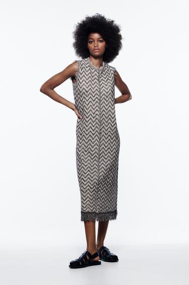 ロング丈ニットワンピース グレー ベージュ Zara Japan 日本 ロング丈ニットワンピース グレー ベージュ Zara Japan 日本