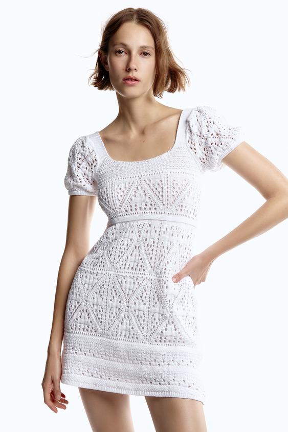 ニットクロシェ ワンピース ホワイト Zara Japan 日本 ニットクロシェ ワンピース ホワイト Zara Japan 日本