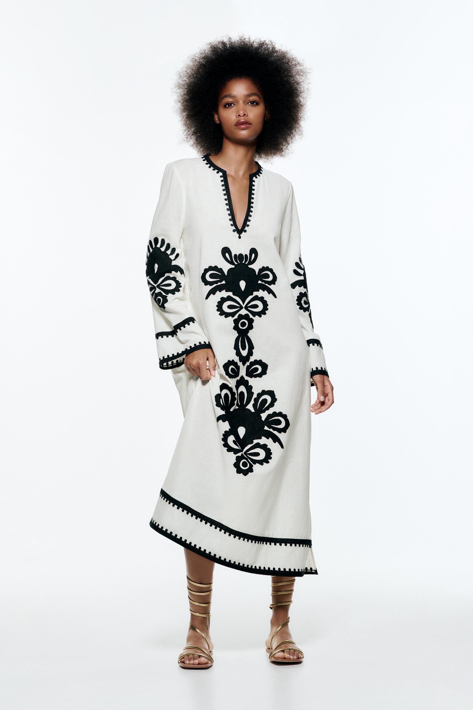 White embroidered zara dress Clearance