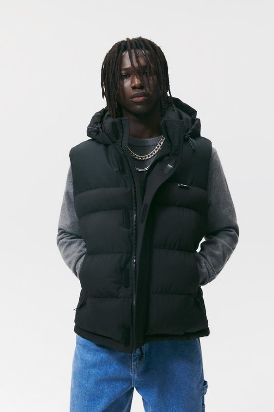 Water Repellent Puffer Gilet Black Zara Spain Water Repellent Puffer Gilet Black Zara Spain