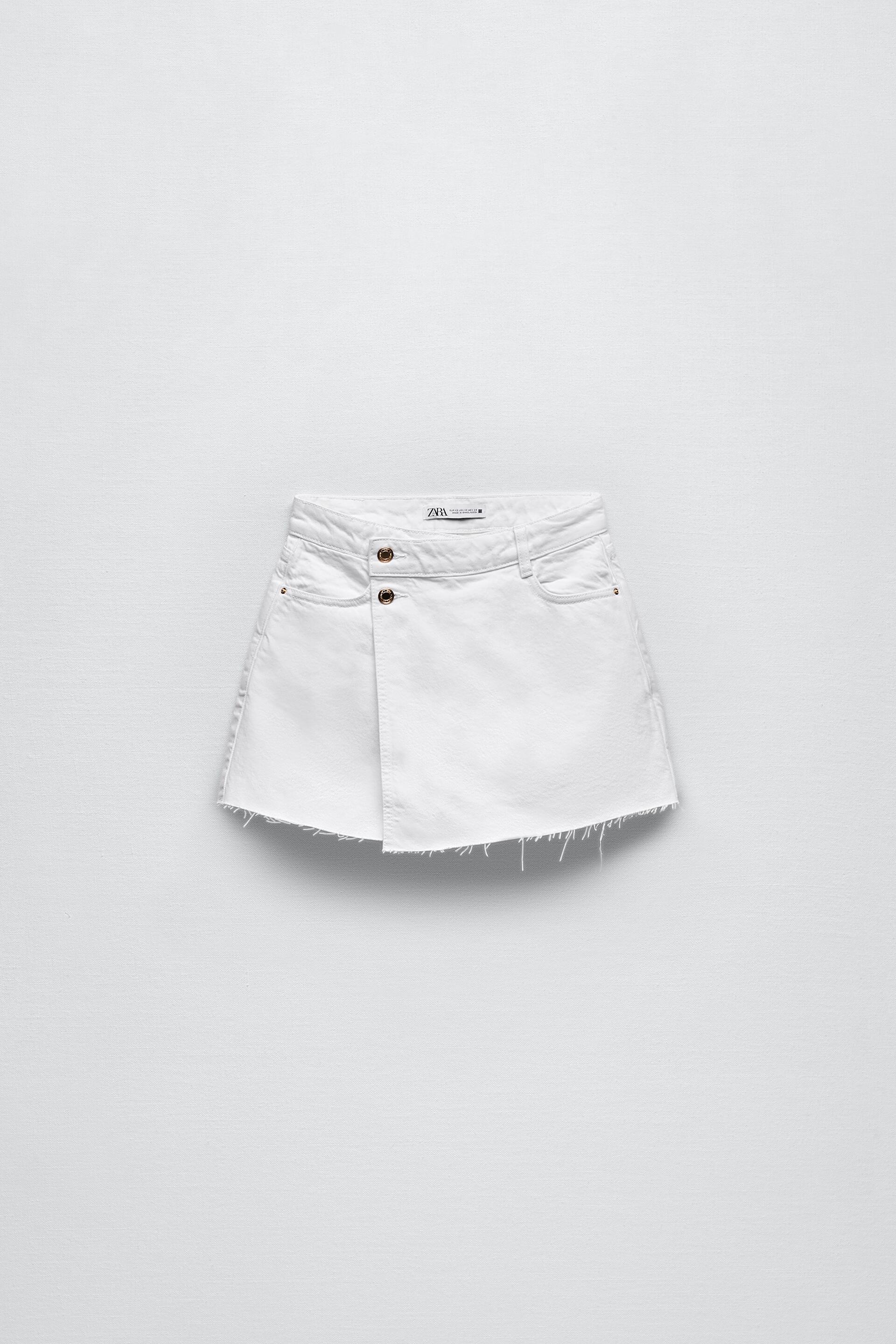 Denim Falda Pantalon Zara Blanca Falda Denim Falda Asimetrica Zara