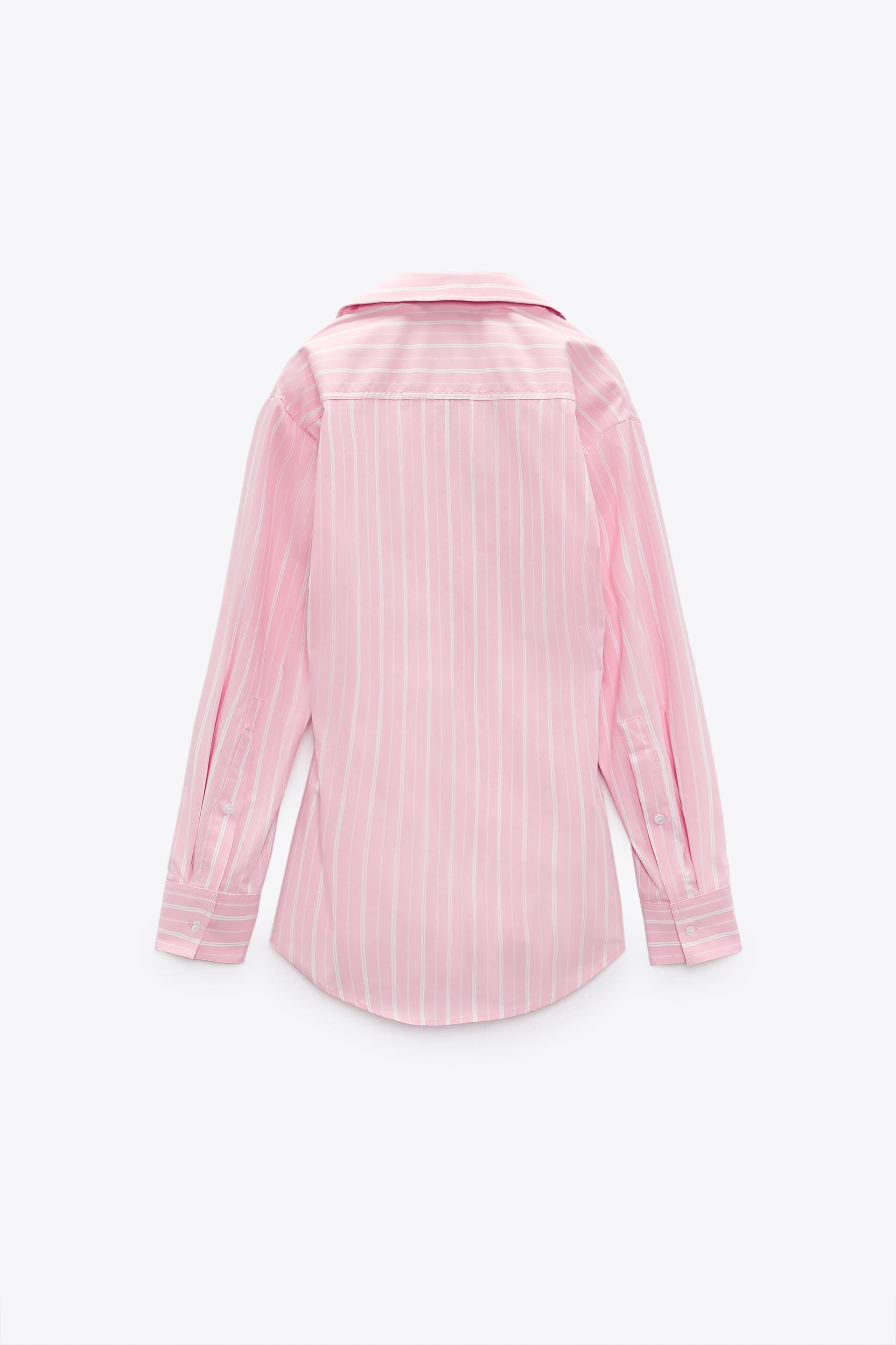 STRIPED TAILORED POPLIN SHIRT - Pink 