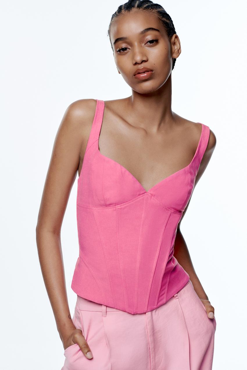 Image 1 of LINEN BLEND CORSET TOP from Zara