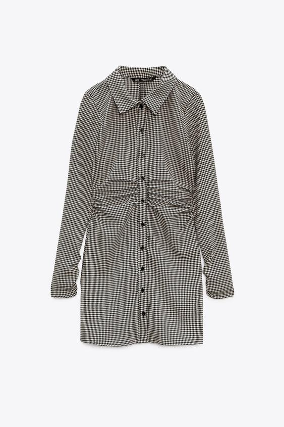 千鳥格子柄ワンピース エクリュ ブラック Zara Japan 日本