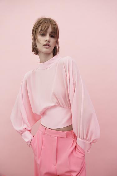 blusa fucsia zara