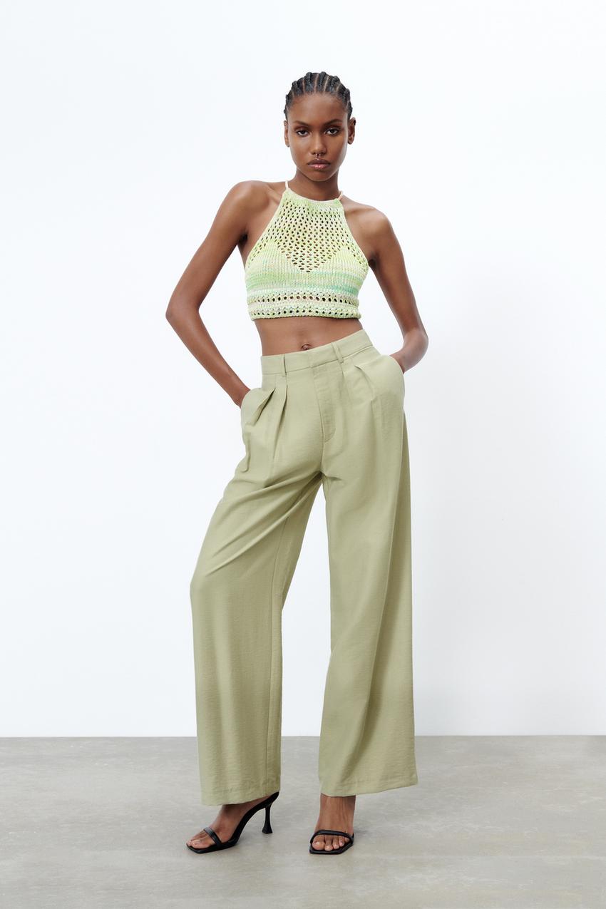 Zara wide leg trousers with darts Clearance
