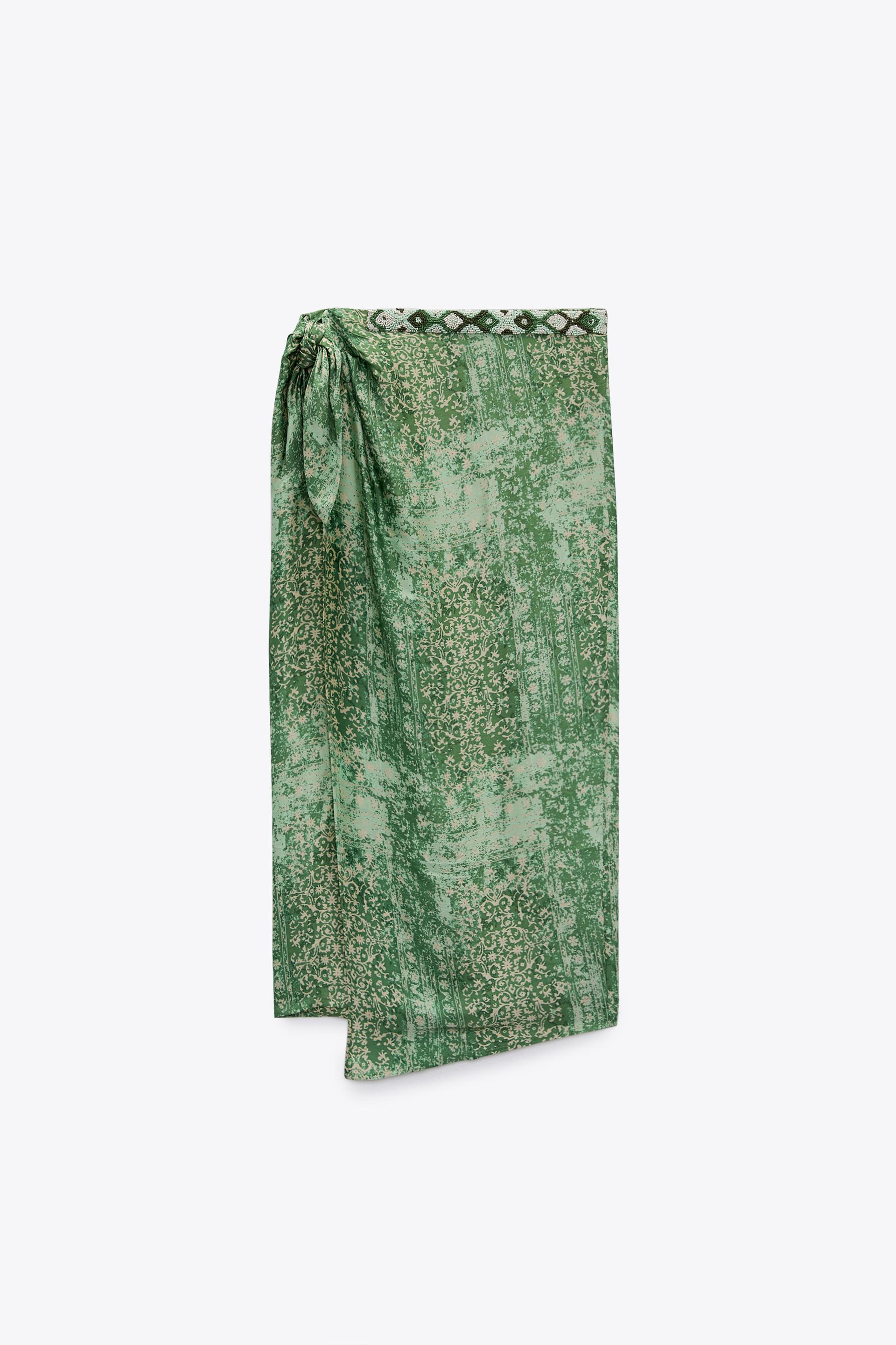 FALDA ESTAMPADA ABALORIOS - Verde | ZARA España