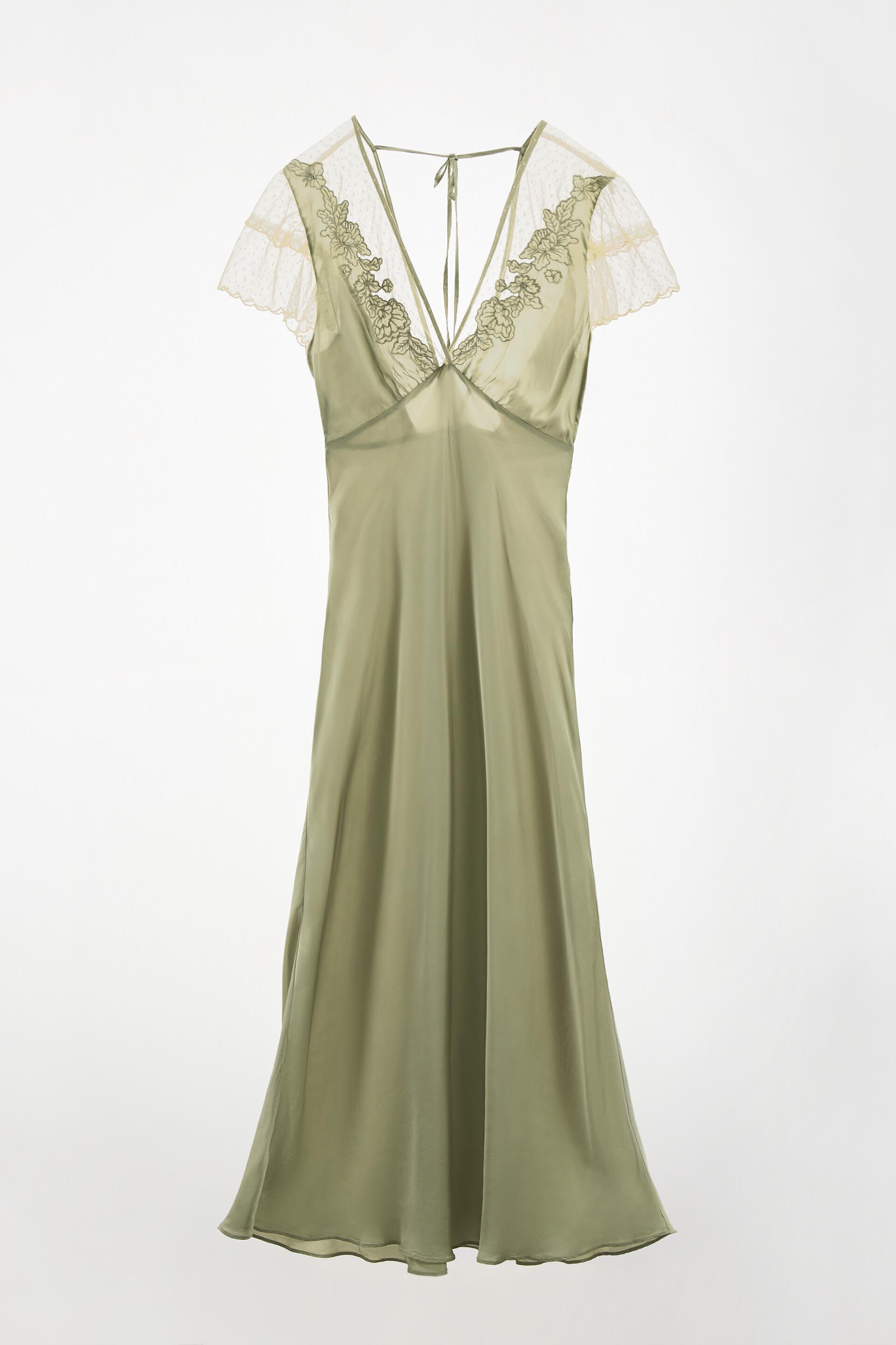 Zara satin effect dress with lace Clearance