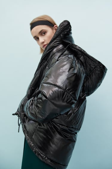 Women S Puffer Jackets Explore Our, Black Hooded Fur Coat Zara