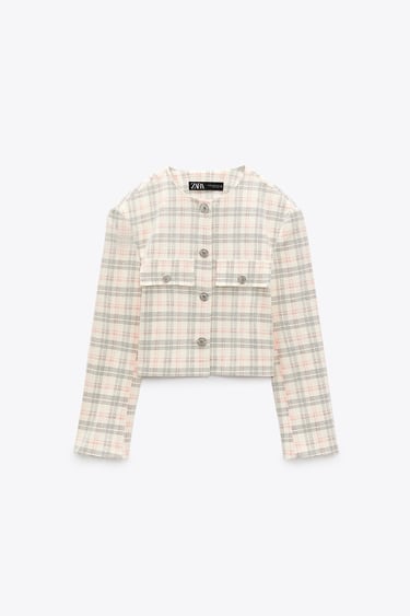 Image 0 of CROPPED CHECKED BLAZER from Zara