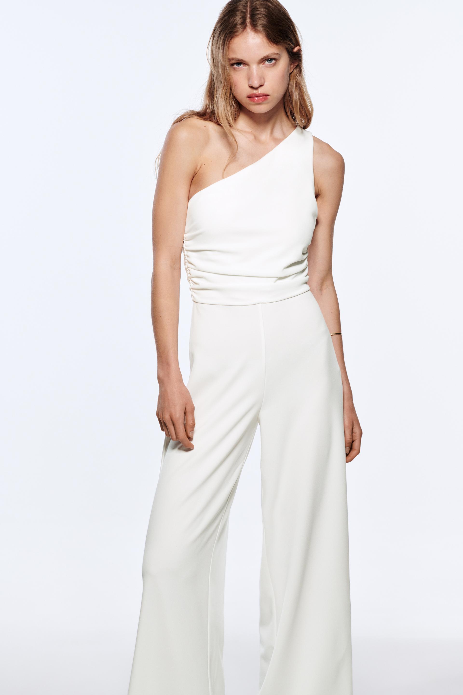 LONG ASYMMETRIC JUMPSUIT - White | ZARA 