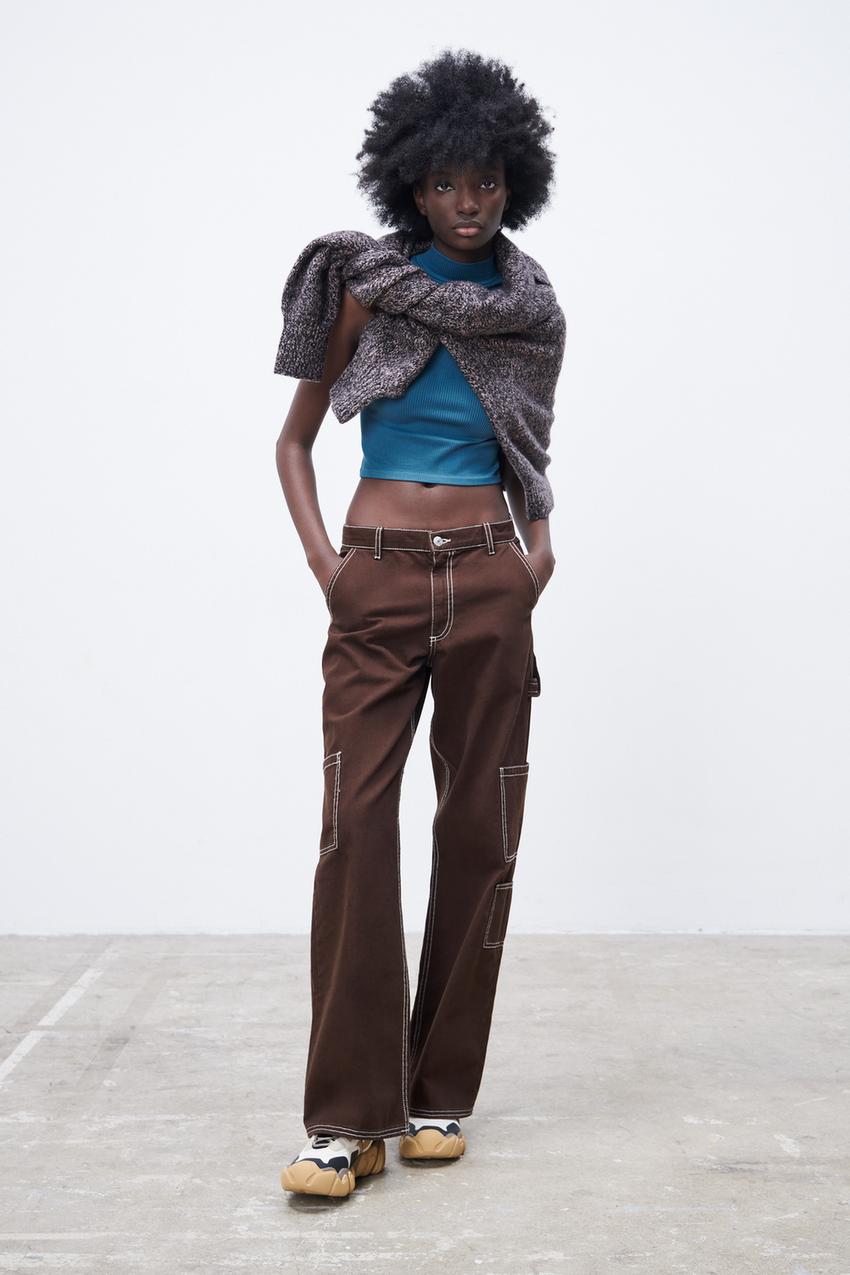 Zara brown high neck top Outlet