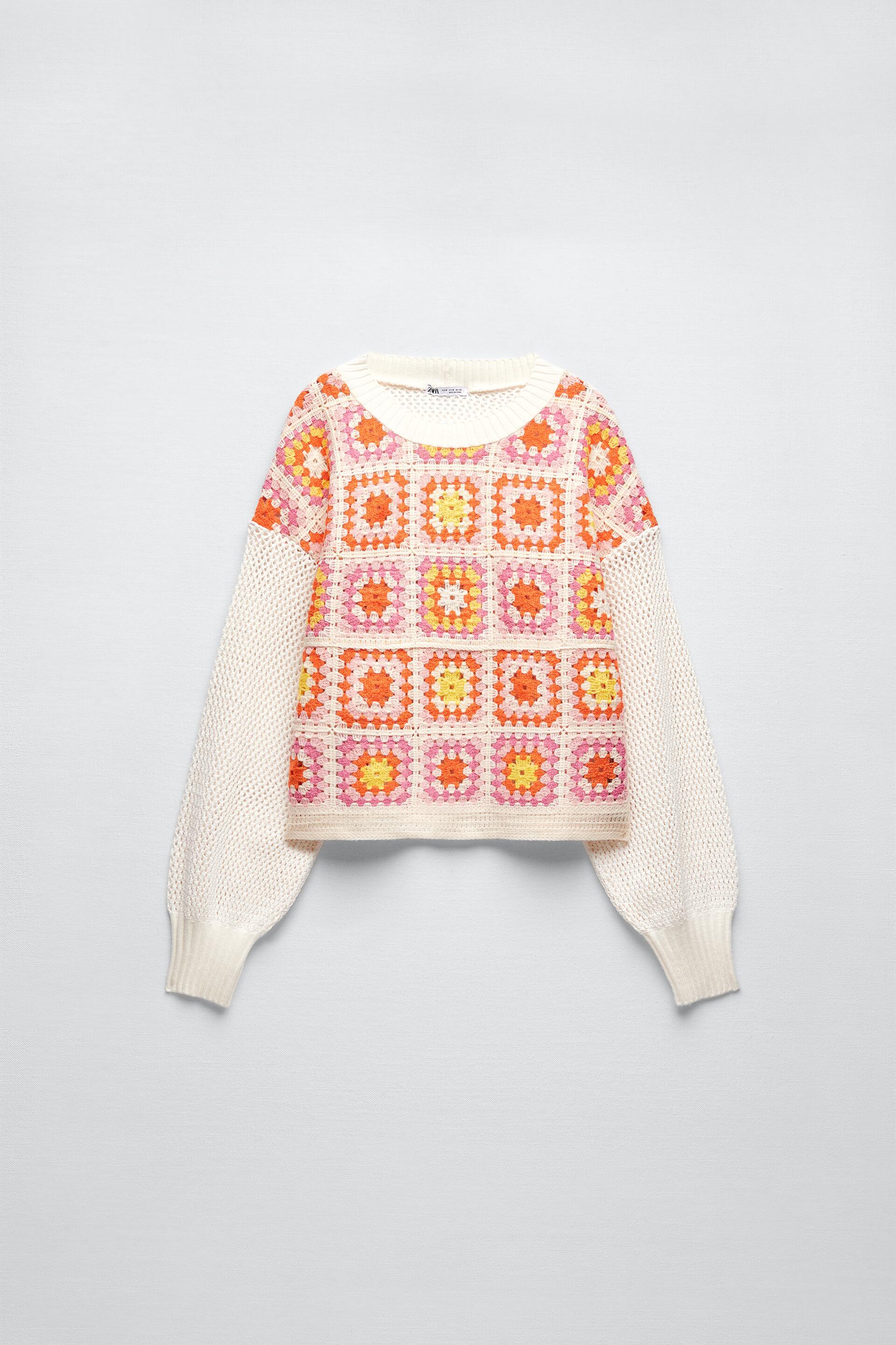 SUDADERA CHENILLA CROCHET - Crudo / Rojo | ZARA Chile
