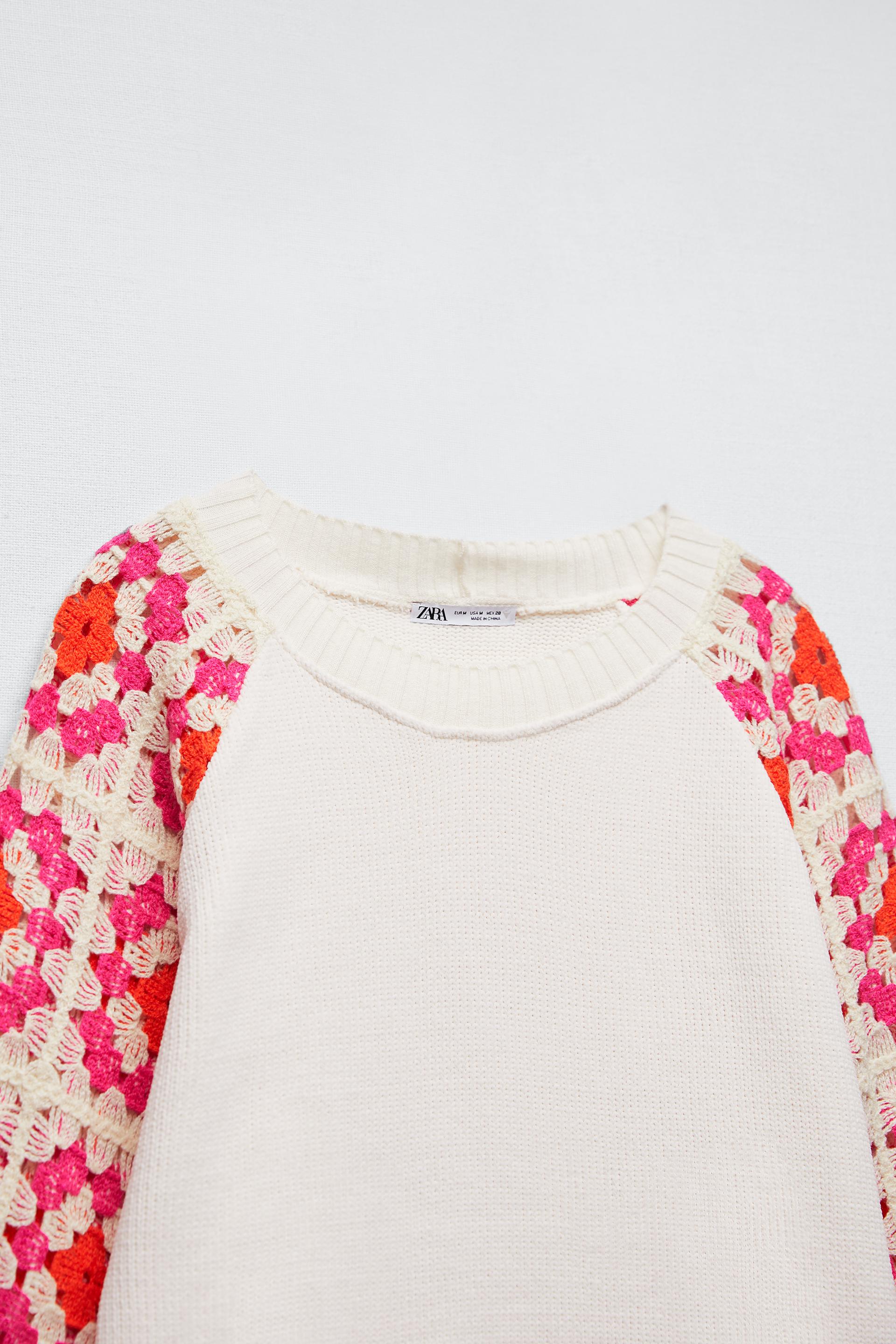 SUDADERA CHENILLA CROCHET - Crudo / Rojo | ZARA España