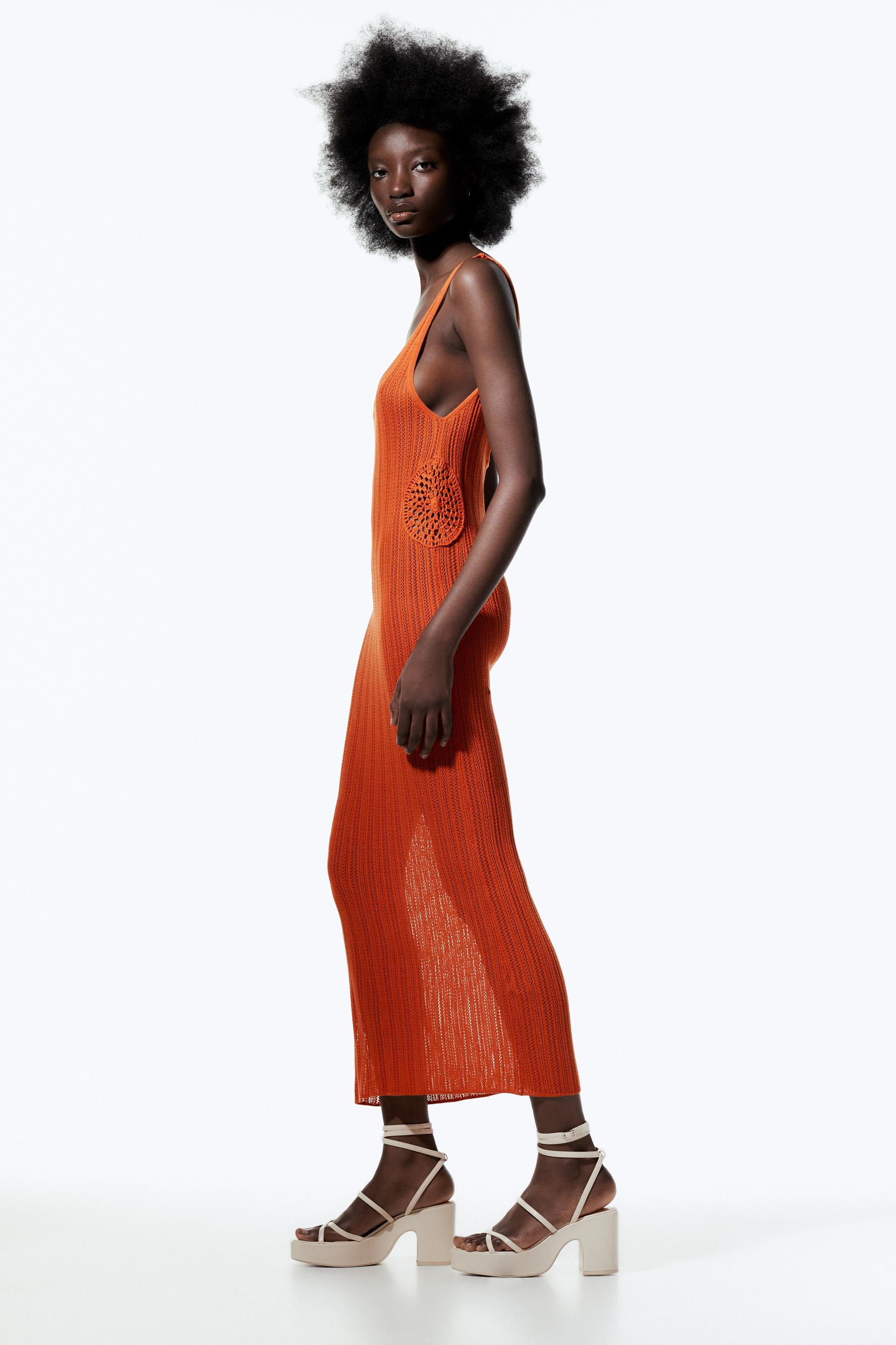 Zara orange crochet dress Outlet