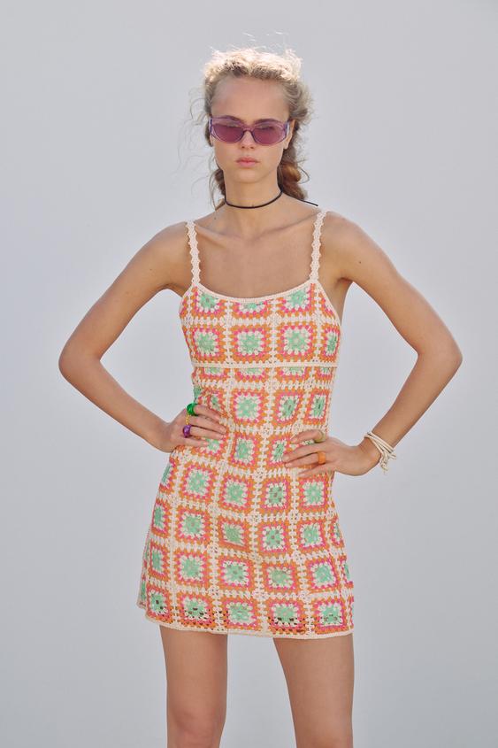 Crochet Dress Multicoloured Zara New Zealand Crochet Dress Multicoloured Zara New Zealand