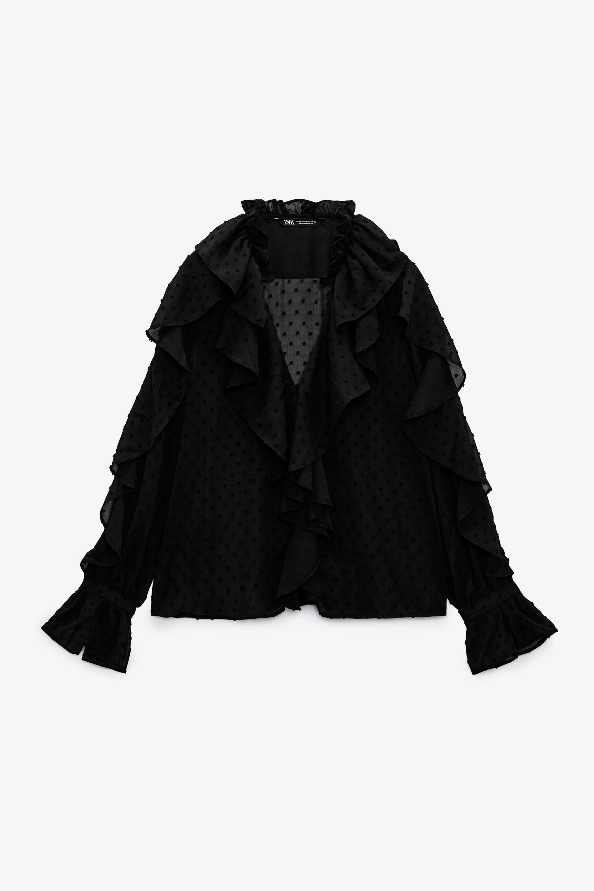 BLUSA PLUMETI VOLANTES - Negro | ZARA España