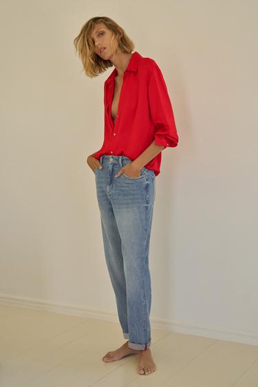 SATIN SHIRT - Red | ZARA Australia