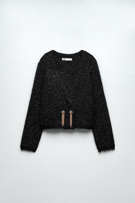 CHAQUETA PUNTO HILO METALIZADO - Negro | ZARA Chile