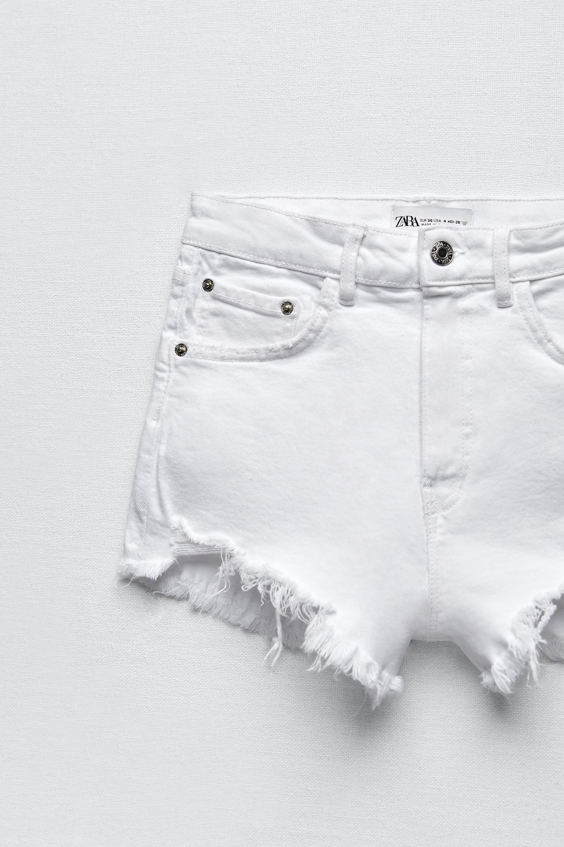 High Rise Denim Shorts White Zara United States High Rise Denim Shorts White Zara United States