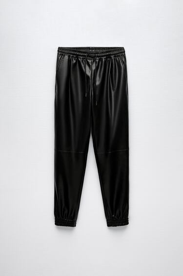 FAUX LEATHER JOGGING TROUSERS