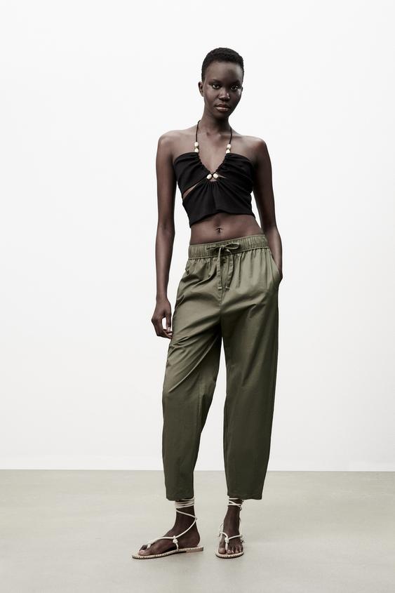 PANTALONI JOGGER IN POPELINE - Kaki | ZARA Italia / Italy