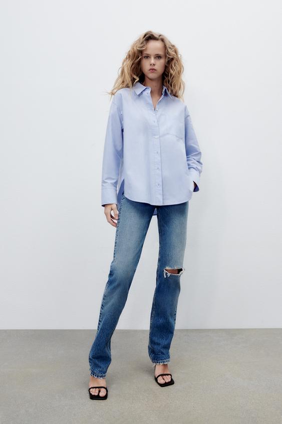 ポケット付きオックスフォードシャツ 空色 Zara Japan 日本 ポケット付きオックスフォードシャツ 空色 Zara Japan 日本