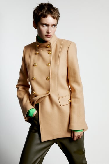 WOOL BLEND COAT WITH GOLDEN BUTTONS