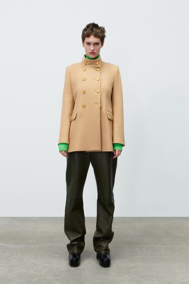 WOOL BLEND COAT WITH GOLDEN BUTTONS