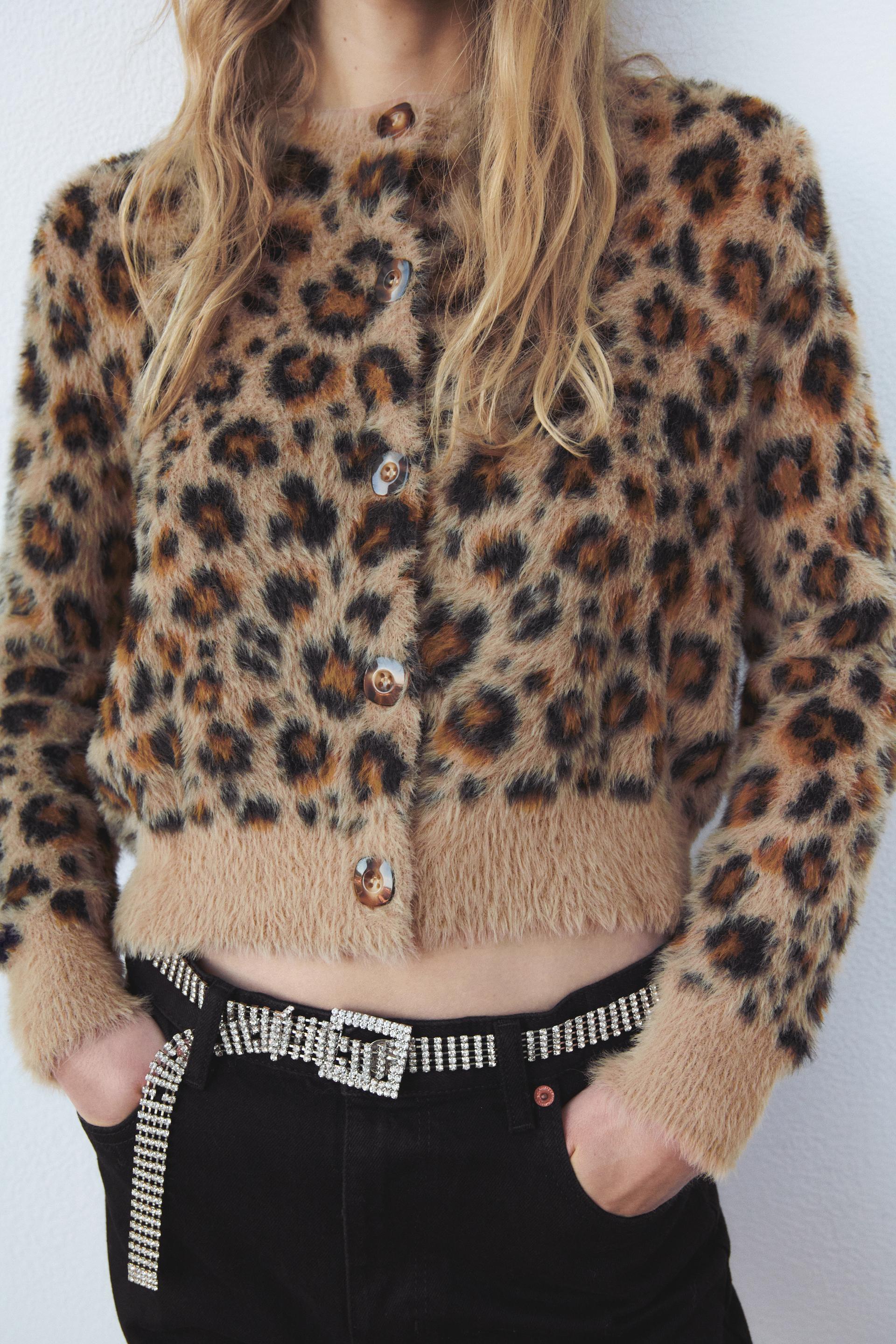 フェイクファー カーディガン 豹紋 Zara Japan 日本 フェイクファー カーディガン 豹紋 Zara Japan 日本