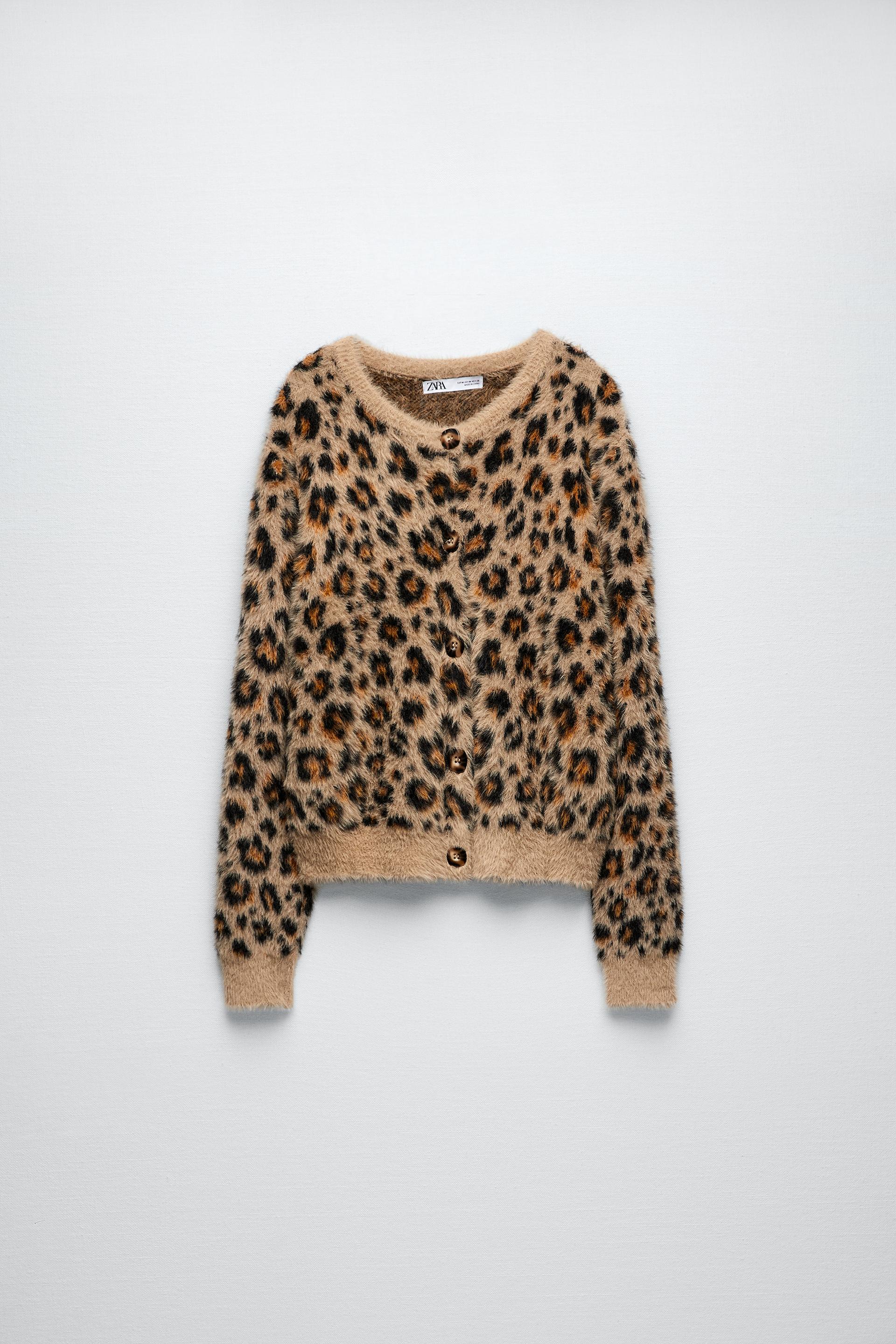 フェイクファー カーディガン 豹紋 Zara Japan 日本 フェイクファー カーディガン 豹紋 Zara Japan 日本