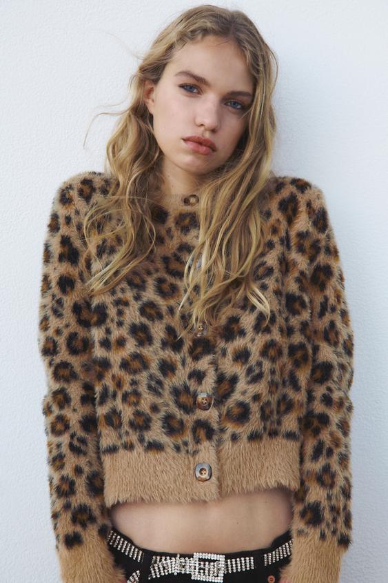 フェイクファー カーディガン 豹紋 Zara Japan 日本 フェイクファー カーディガン 豹紋 Zara Japan 日本