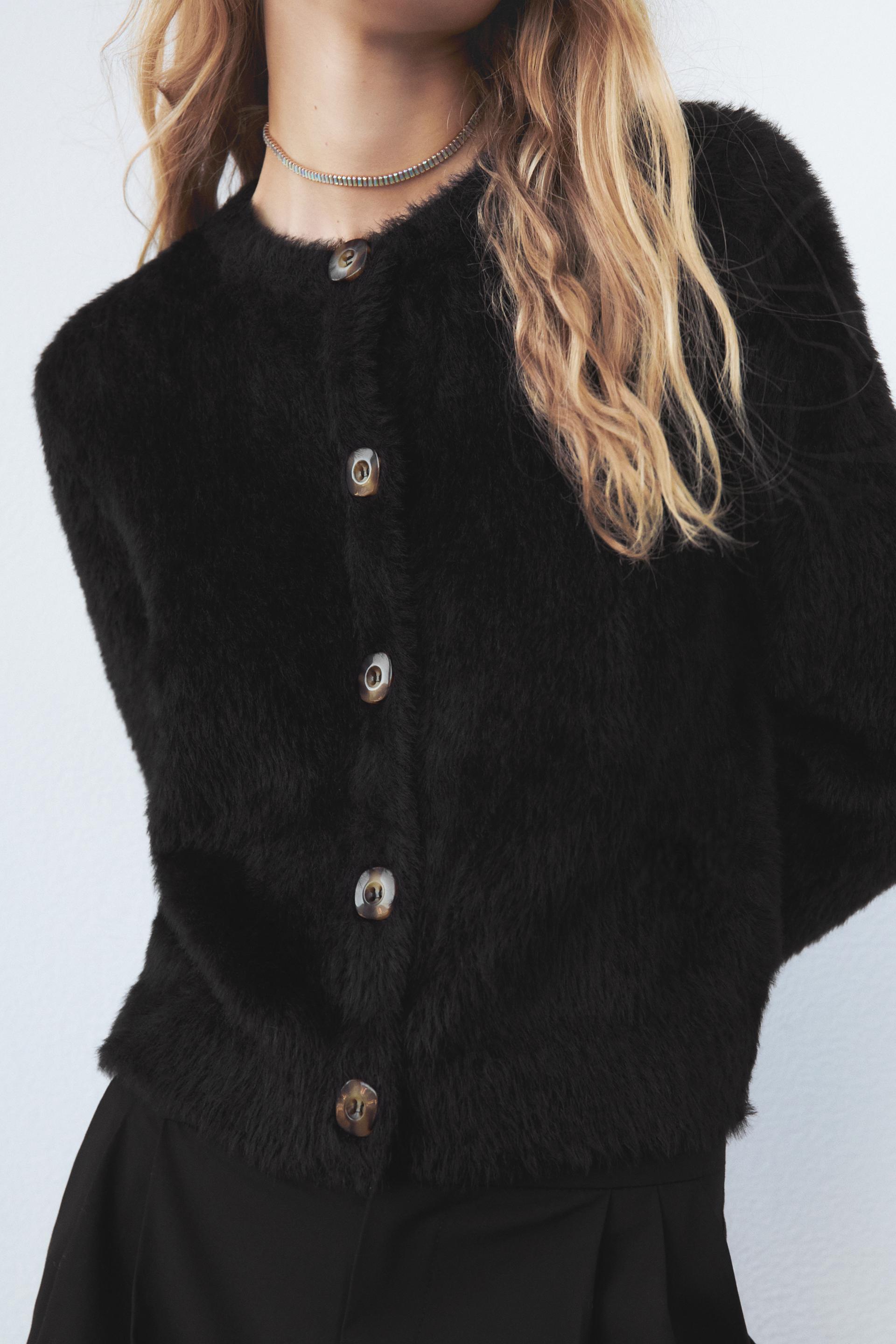 フェイクファー カーディガン 豹紋 Zara Japan 日本 フェイクファー カーディガン 豹紋 Zara Japan 日本