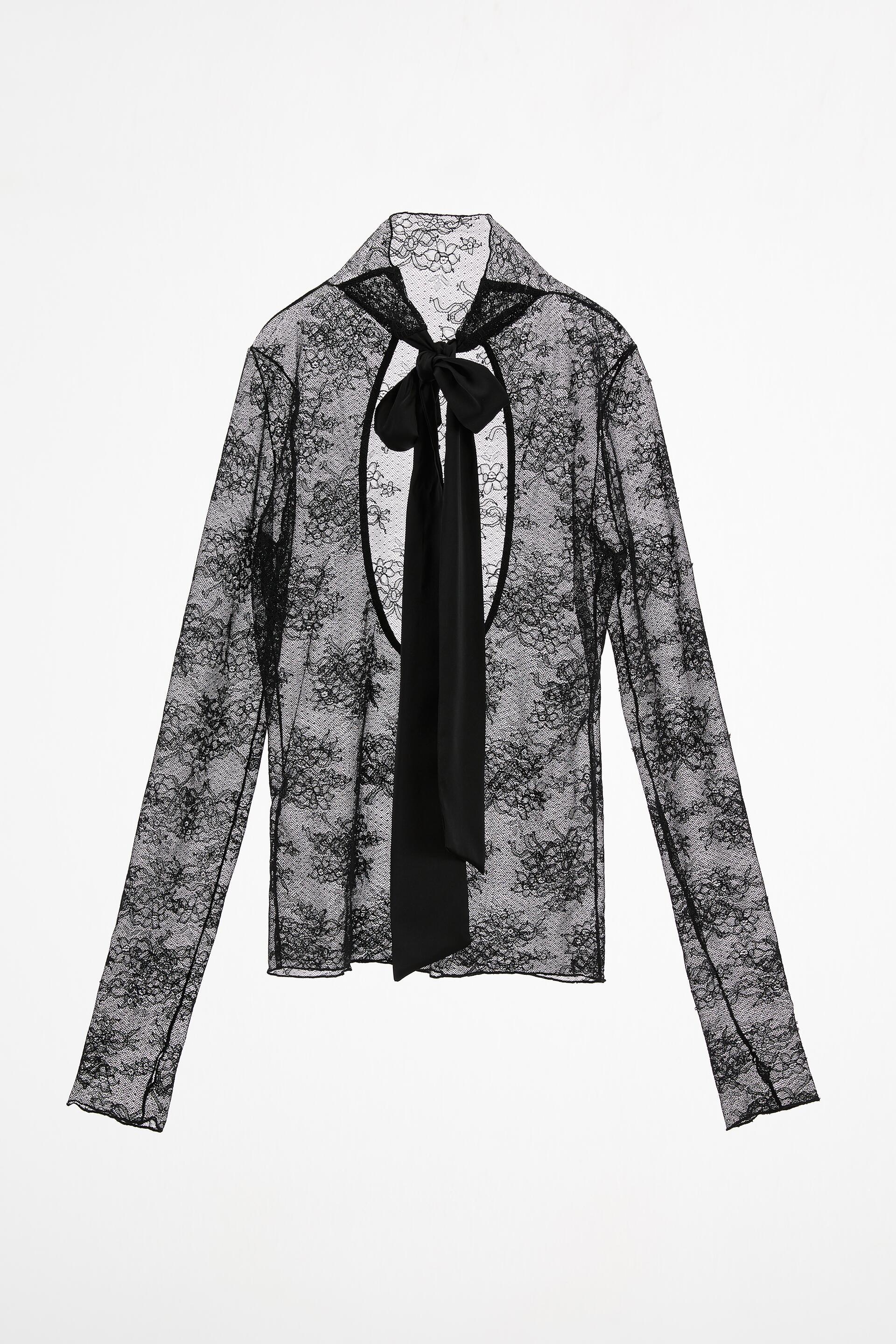 LACE TOP WITH BOW - Black | ZARA United 
