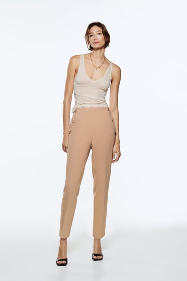 Image 0 of STRAIGHT TROUSERS WITH METAL BUTTONS from Zara