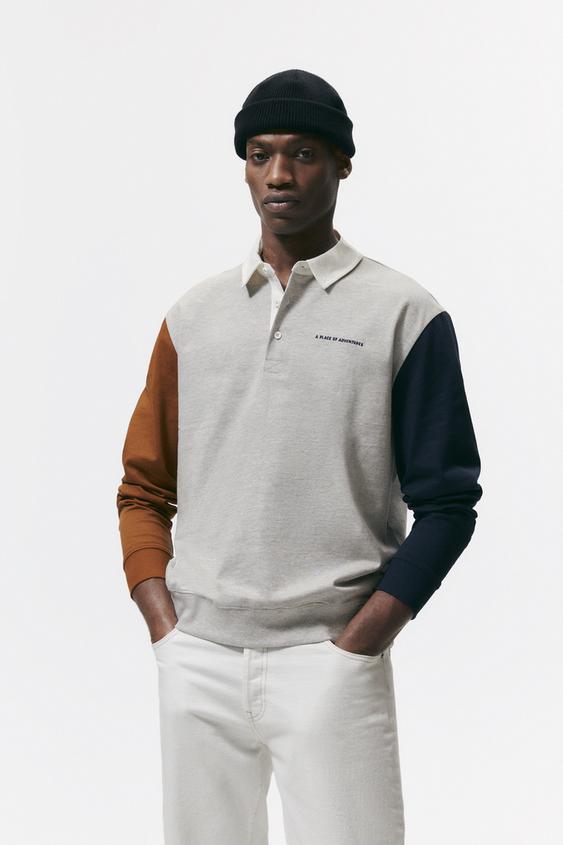 SUDADERA POLO COLOR BLOCK - Gris vigoré | ZARA Chile