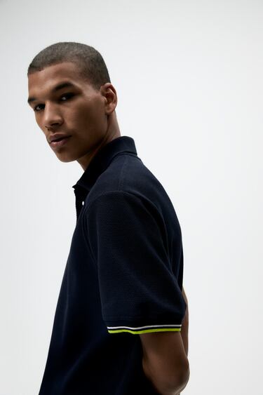 TEXTURED POLO SHIRT WITH CONTRAST DETAILS