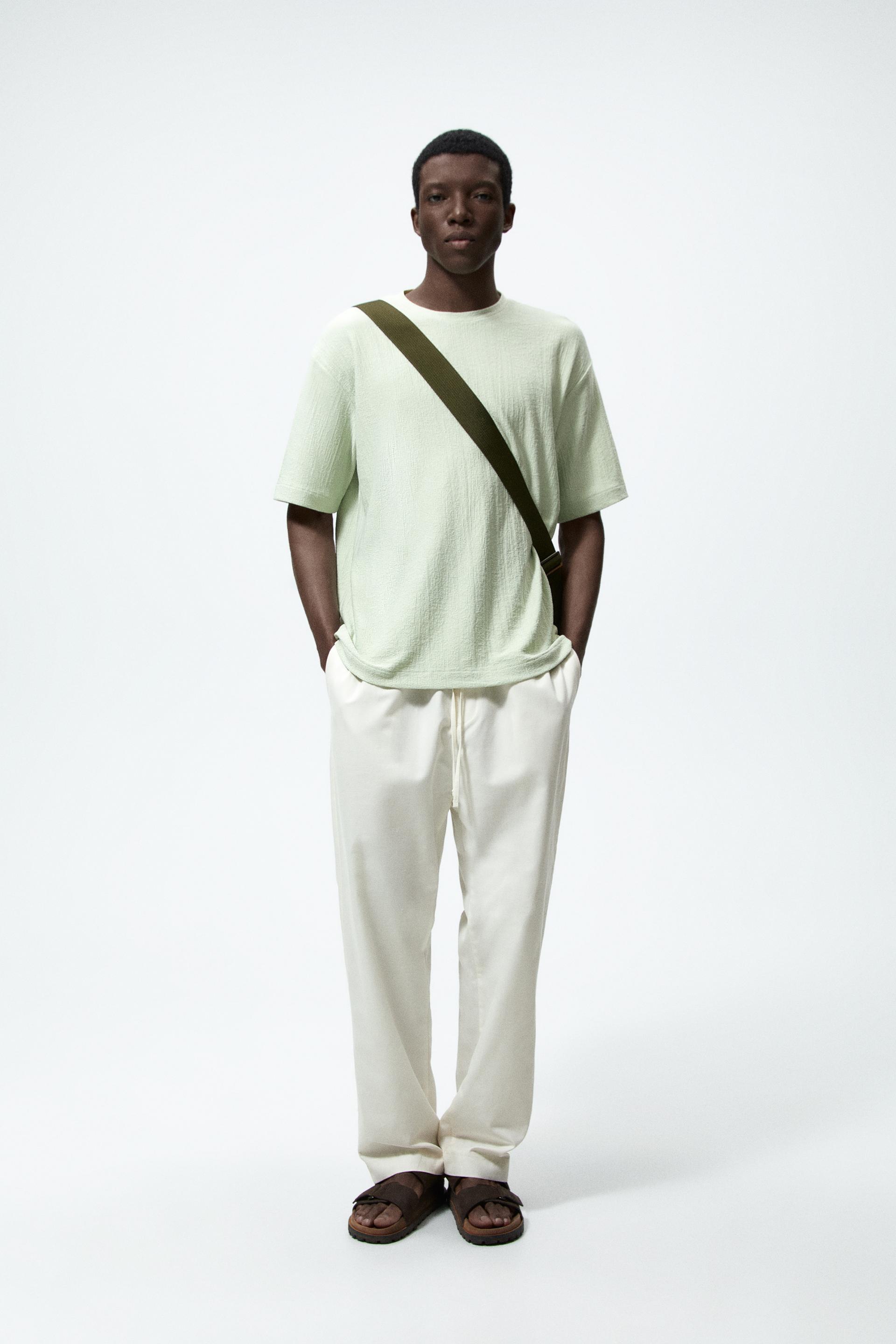 RUSTIC TEXTURED T-SHIRT - Light green 