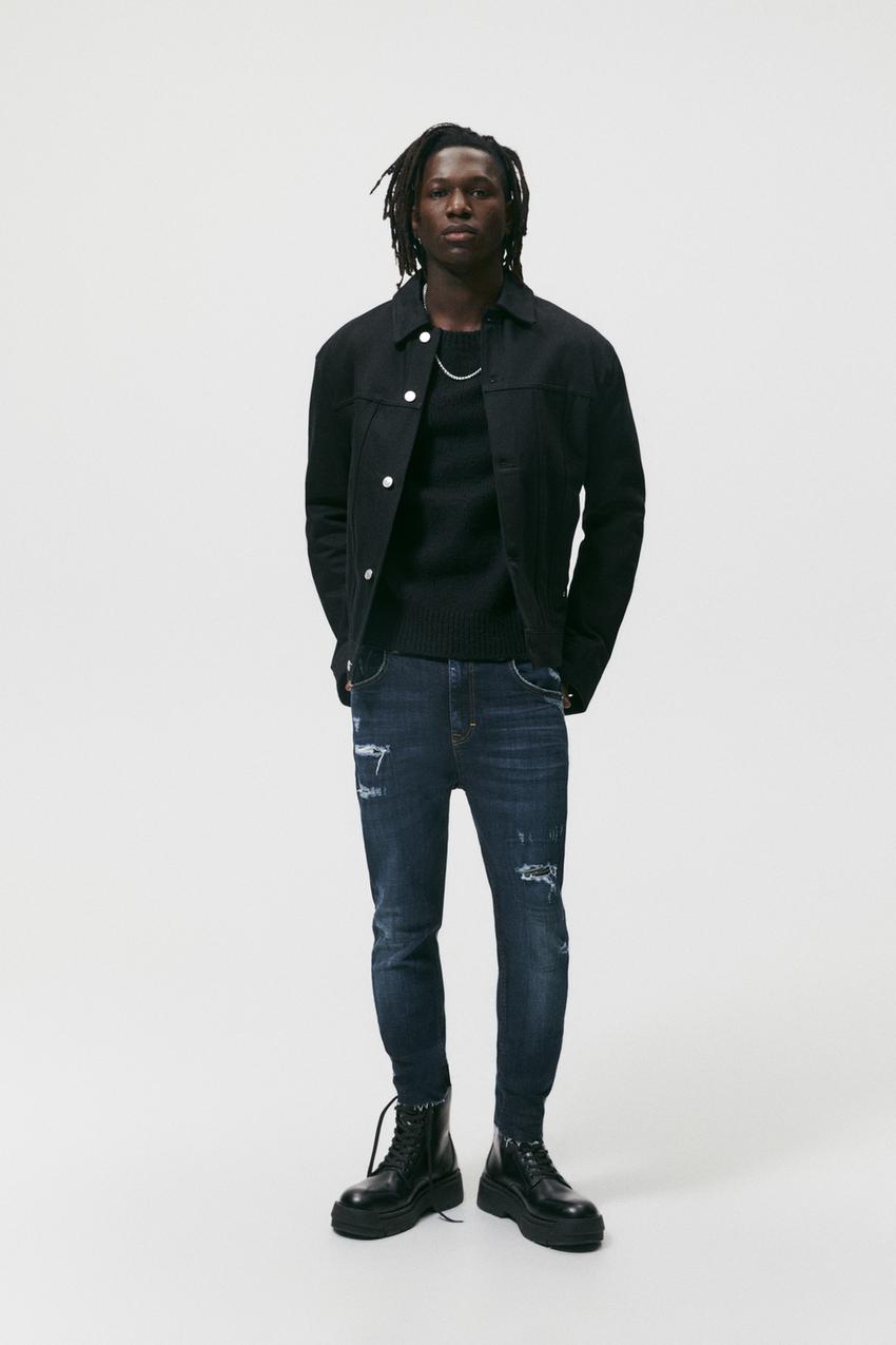 Zara black jeans ripped Clearance