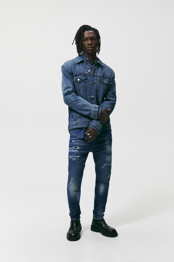 ダメージ スキニーデニムパンツ ブルー Zara Japan 日本 ダメージ スキニーデニムパンツ ブルー Zara Japan 日本